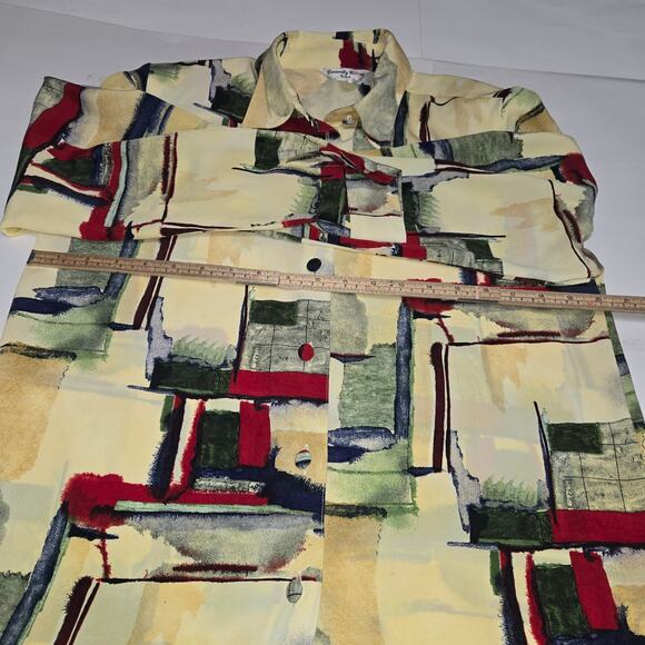 Beverly Rose USA Womens Small Button Up Shirt Art to Wear Abstract Watercolor - Picture 8 of 9